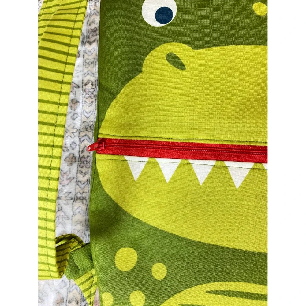 Dinosaur Drawstring Backpack Satchel Kids OS Green Excellent Graphic Canvas Bag